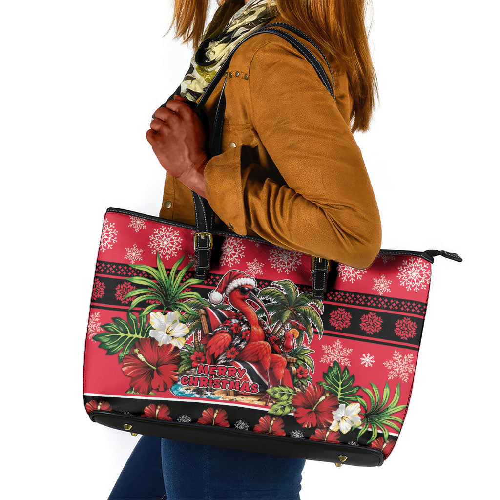 Afro-Trinidadian and Tobagonian Christmas Leather Tote Bag This Scarlet Ibis Needs A Beach Retreat
