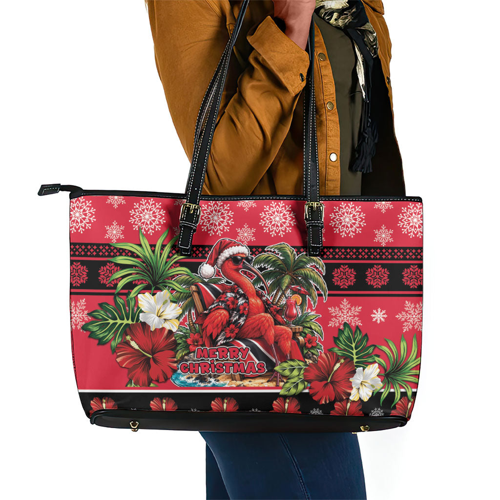 Afro-Trinidadian and Tobagonian Christmas Leather Tote Bag This Scarlet Ibis Needs A Beach Retreat