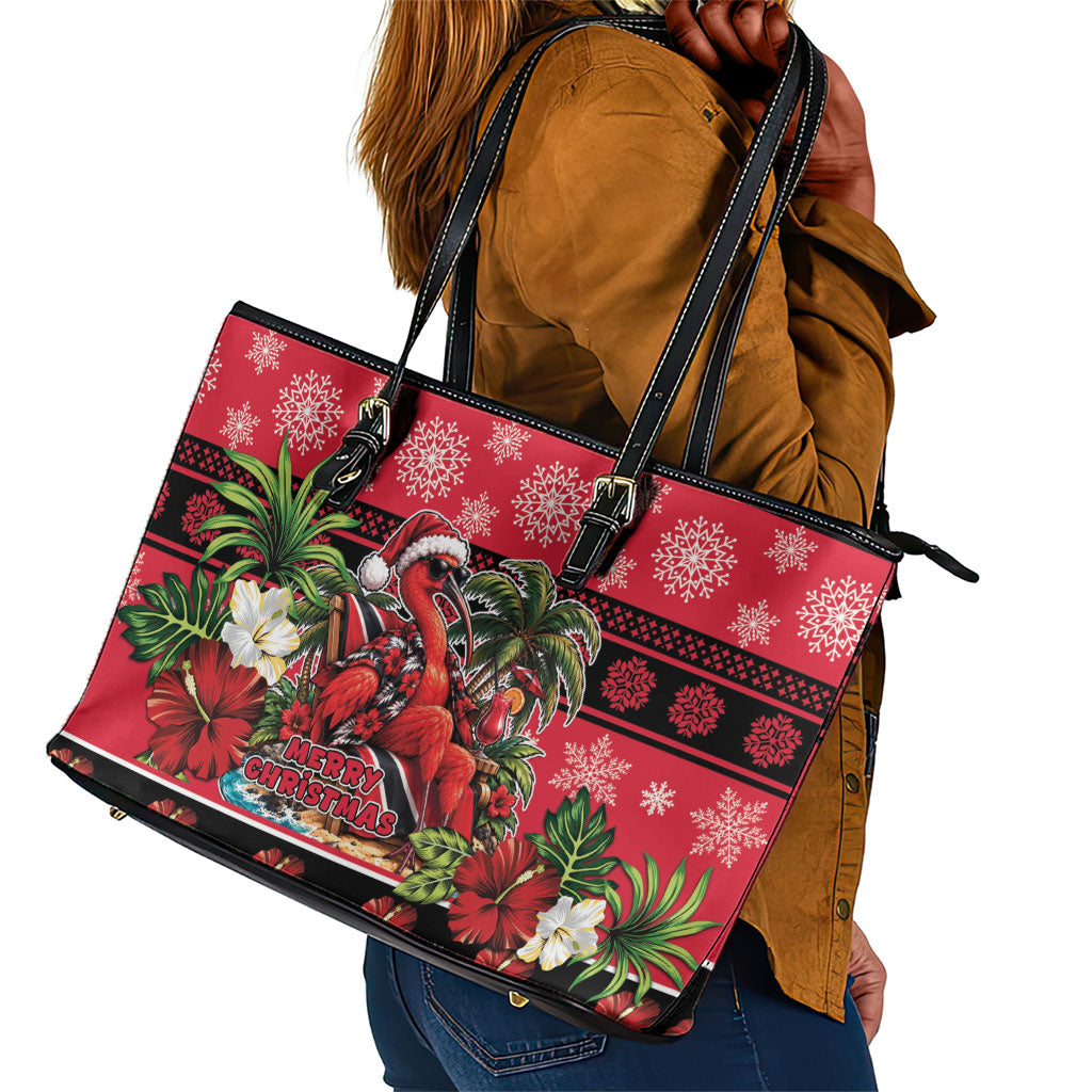 Afro-Trinidadian and Tobagonian Christmas Leather Tote Bag This Scarlet Ibis Needs A Beach Retreat