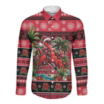 Afro-Trinidadian and Tobagonian Christmas Long Sleeve Button Shirt This Scarlet Ibis Needs A Beach Retreat