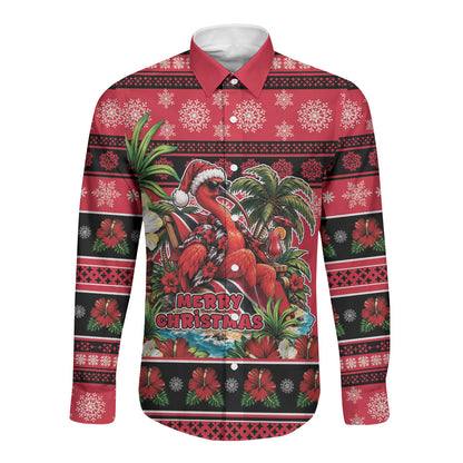 Afro-Trinidadian and Tobagonian Christmas Long Sleeve Button Shirt This Scarlet Ibis Needs A Beach Retreat