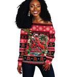 Afro-Trinidadian and Tobagonian Christmas Off Shoulder Sweater This Scarlet Ibis Needs A Beach Retreat