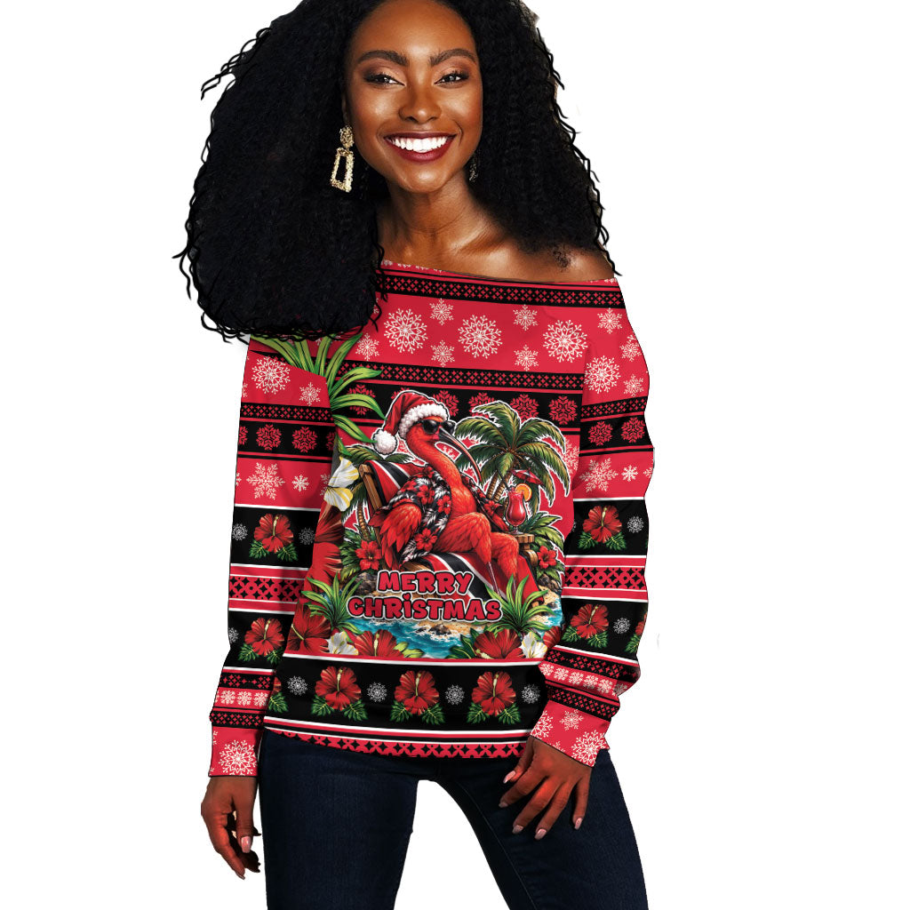 Afro-Trinidadian and Tobagonian Christmas Off Shoulder Sweater This Scarlet Ibis Needs A Beach Retreat