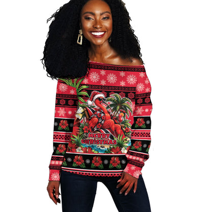 Afro-Trinidadian and Tobagonian Christmas Off Shoulder Sweater This Scarlet Ibis Needs A Beach Retreat
