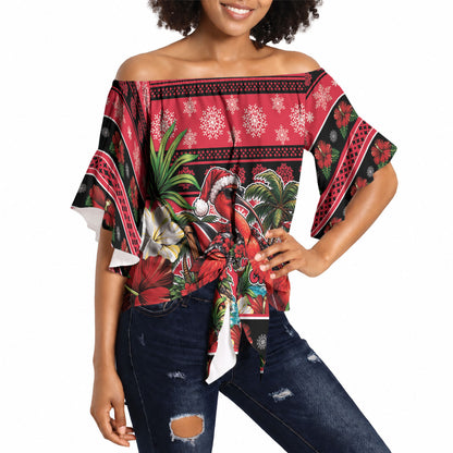 Afro-Trinidadian and Tobagonian Christmas Off Shoulder Wrap Waist Top This Scarlet Ibis Needs A Beach Retreat