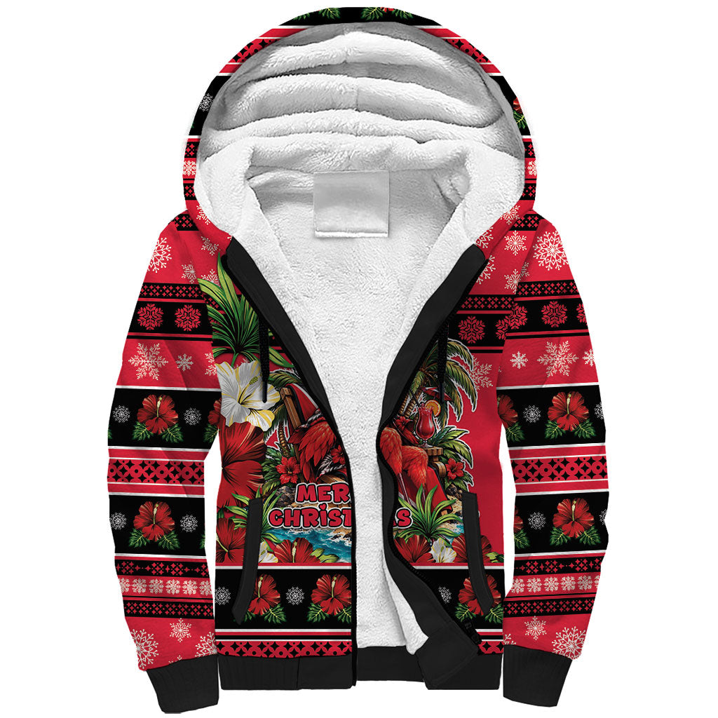Afro-Trinidadian and Tobagonian Christmas Sherpa Hoodie This Scarlet Ibis Needs A Beach Retreat