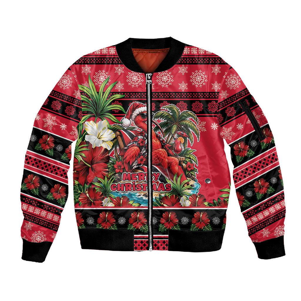 Afro-Trinidadian and Tobagonian Christmas Sleeve Zip Bomber Jacket This Scarlet Ibis Needs A Beach Retreat