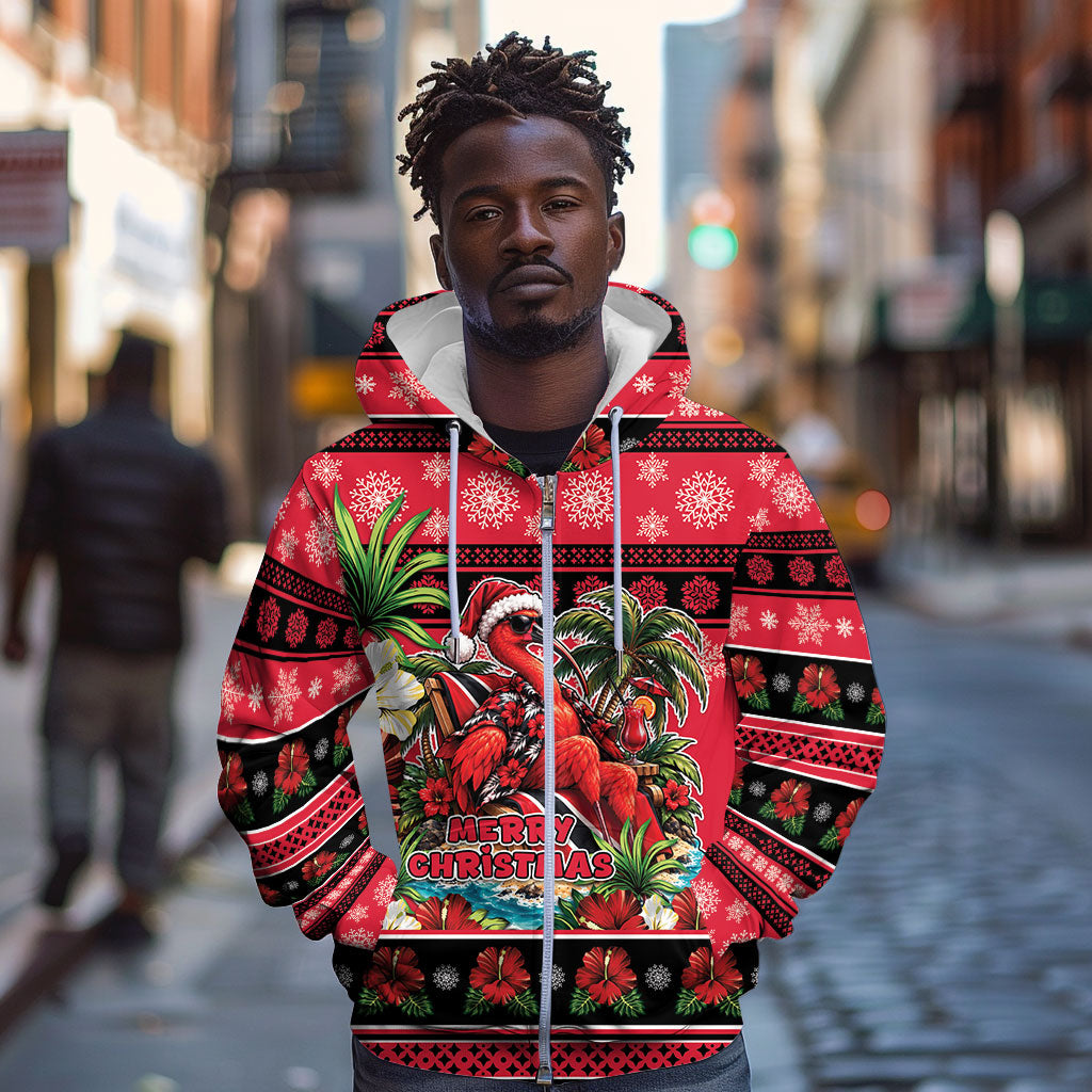 Afro-Trinidadian and Tobagonian Christmas Zip Hoodie This Scarlet Ibis Needs A Beach Retreat