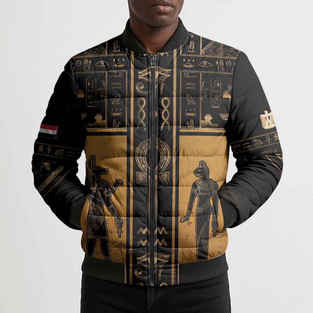Personalized Egypt Bomber Puffer Jacket Ancient Ankh Luxury - African Pride