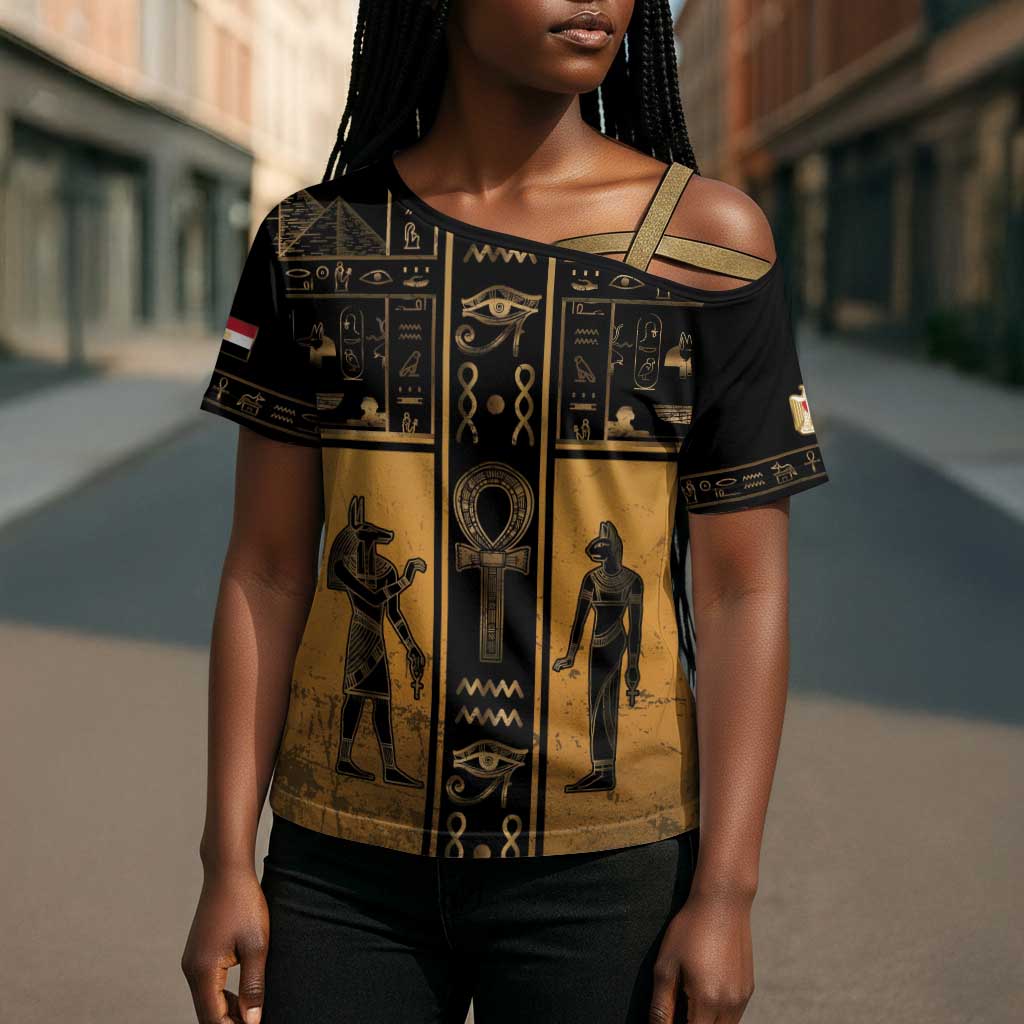 Personalized Egypt Cross Shoulder Shirt Ancient Ankh Luxury - African Pride