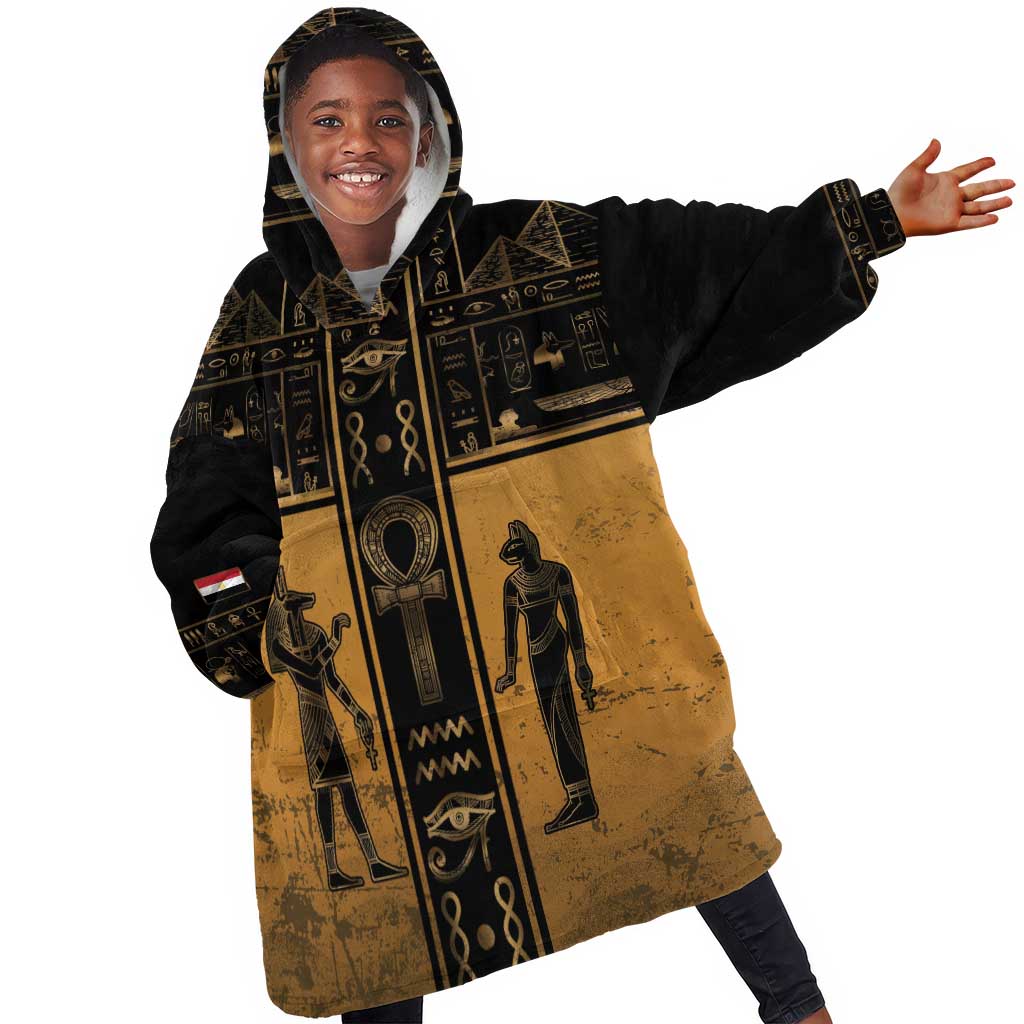 Personalized Egypt Kid Wearable Blanket Hoodie Ancient Ankh Luxury - African Pride