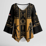 Personalized Egypt Kimono Sleeve Blouse Ancient Ankh Luxury - African Pride