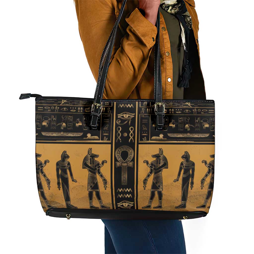 Egypt Leather Tote Bag Ancient Ankh Luxury - African Pride