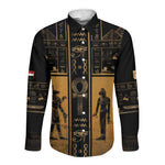 Personalized Egypt Long Sleeve Button Shirt Ancient Ankh Luxury - African Pride