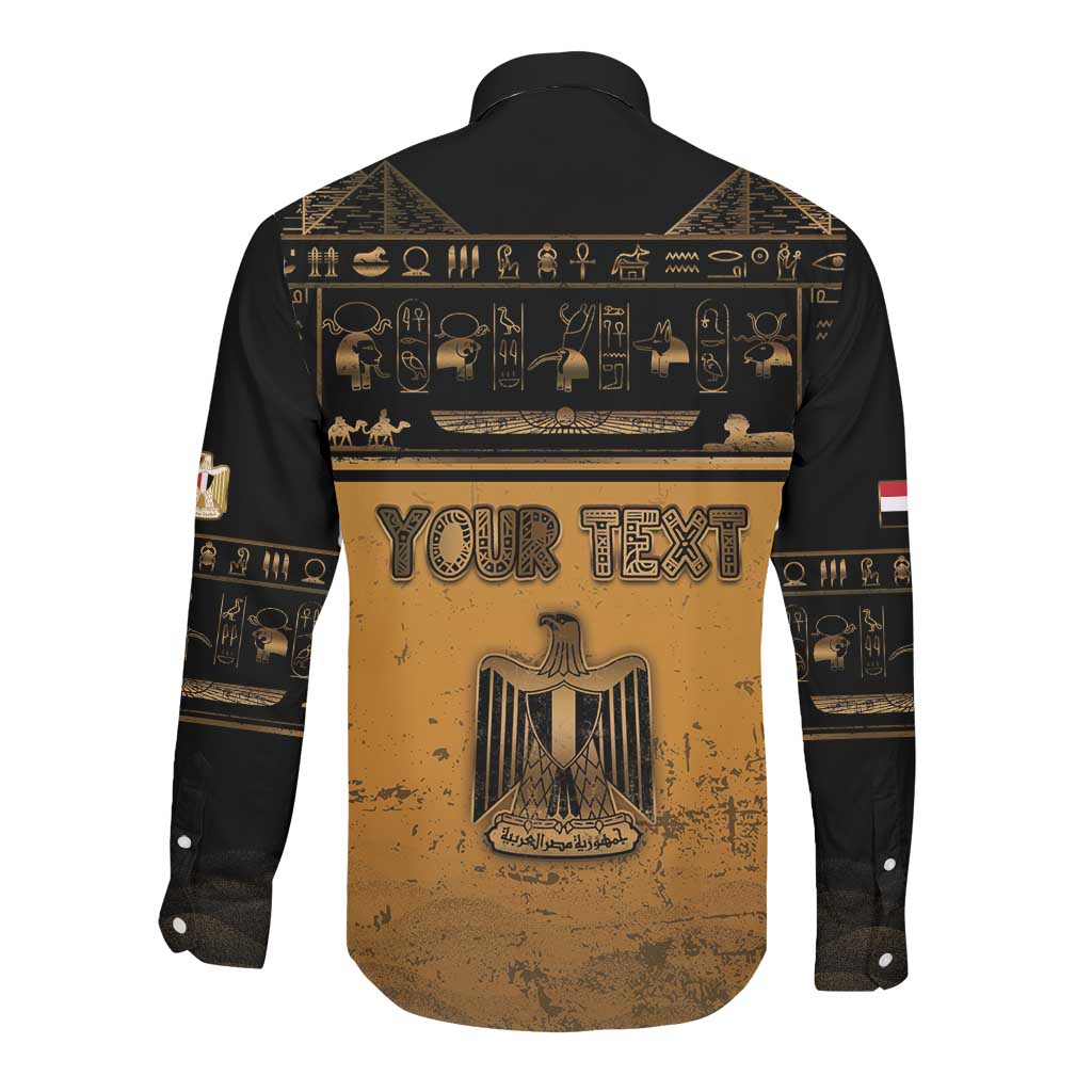 Personalized Egypt Long Sleeve Button Shirt Ancient Ankh Luxury - African Pride