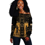 Personalized Egypt Off Shoulder Sweater Ancient Ankh Luxury - African Pride