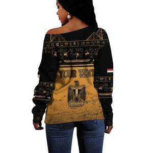 Personalized Egypt Off Shoulder Sweater Ancient Ankh Luxury - African Pride