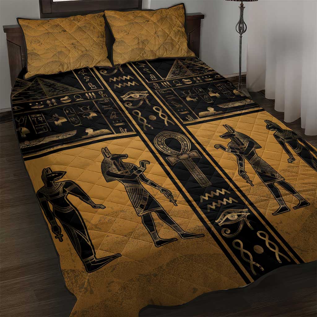 Egypt Quilt Bed Set Ancient Ankh Luxury - African Pride