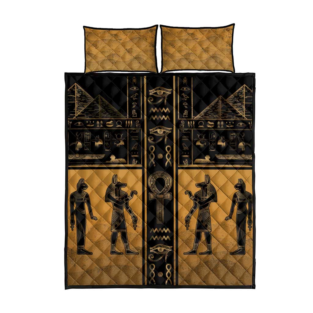 Egypt Quilt Bed Set Ancient Ankh Luxury - African Pride