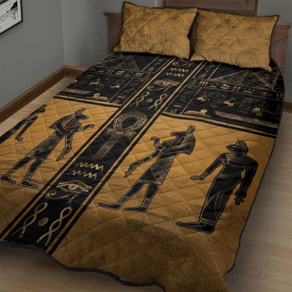 Egypt Quilt Bed Set Ancient Ankh Luxury - African Pride