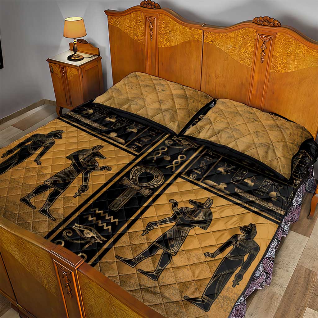 Egypt Quilt Bed Set Ancient Ankh Luxury - African Pride