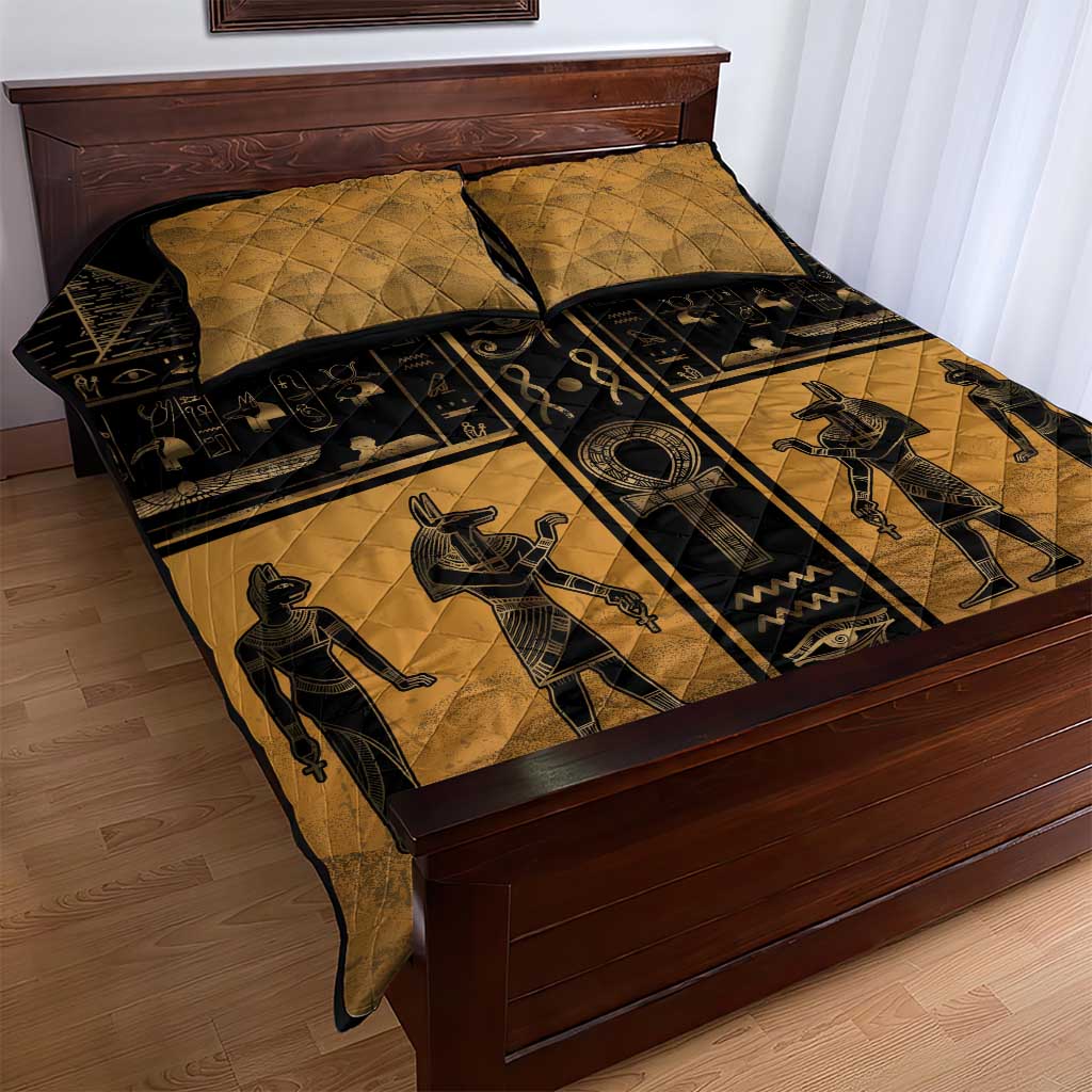 Egypt Quilt Bed Set Ancient Ankh Luxury - African Pride