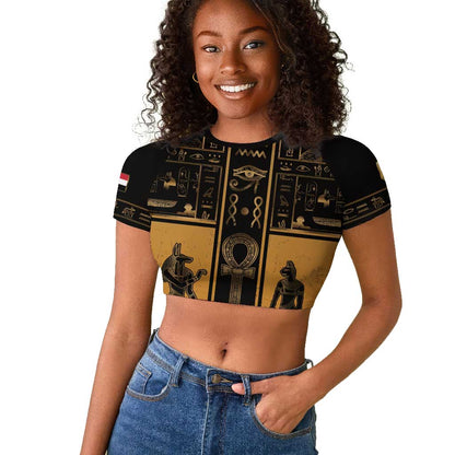 Personalized Egypt Raglan Cropped T shirt Ancient Ankh Luxury - African Pride