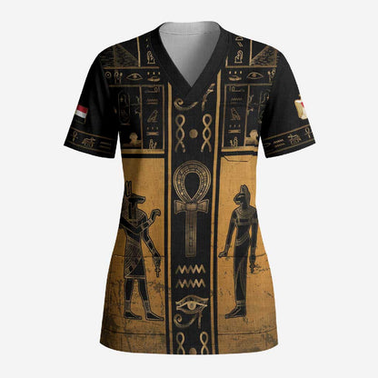 Personalized Egypt Scrub Top Ancient Ankh Luxury - African Pride