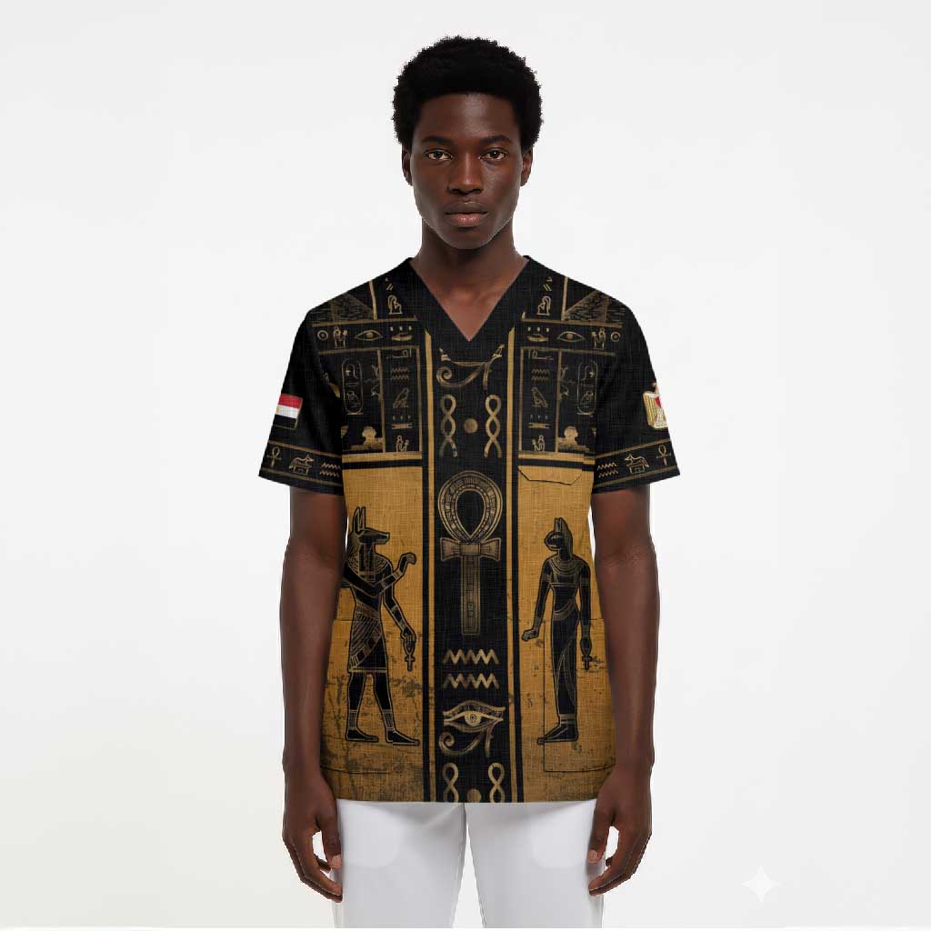 Personalized Egypt Scrub Top Ancient Ankh Luxury - African Pride