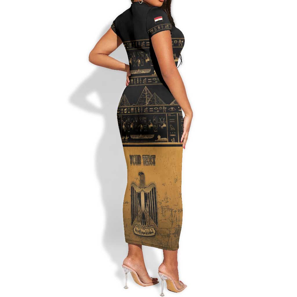 Personalized Egypt Short Sleeve Bodycon Dress Ancient Ankh Luxury - African Pride