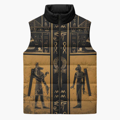 Personalized Egypt Sleeveless Puffer Jacket Ancient Ankh Luxury - African Pride