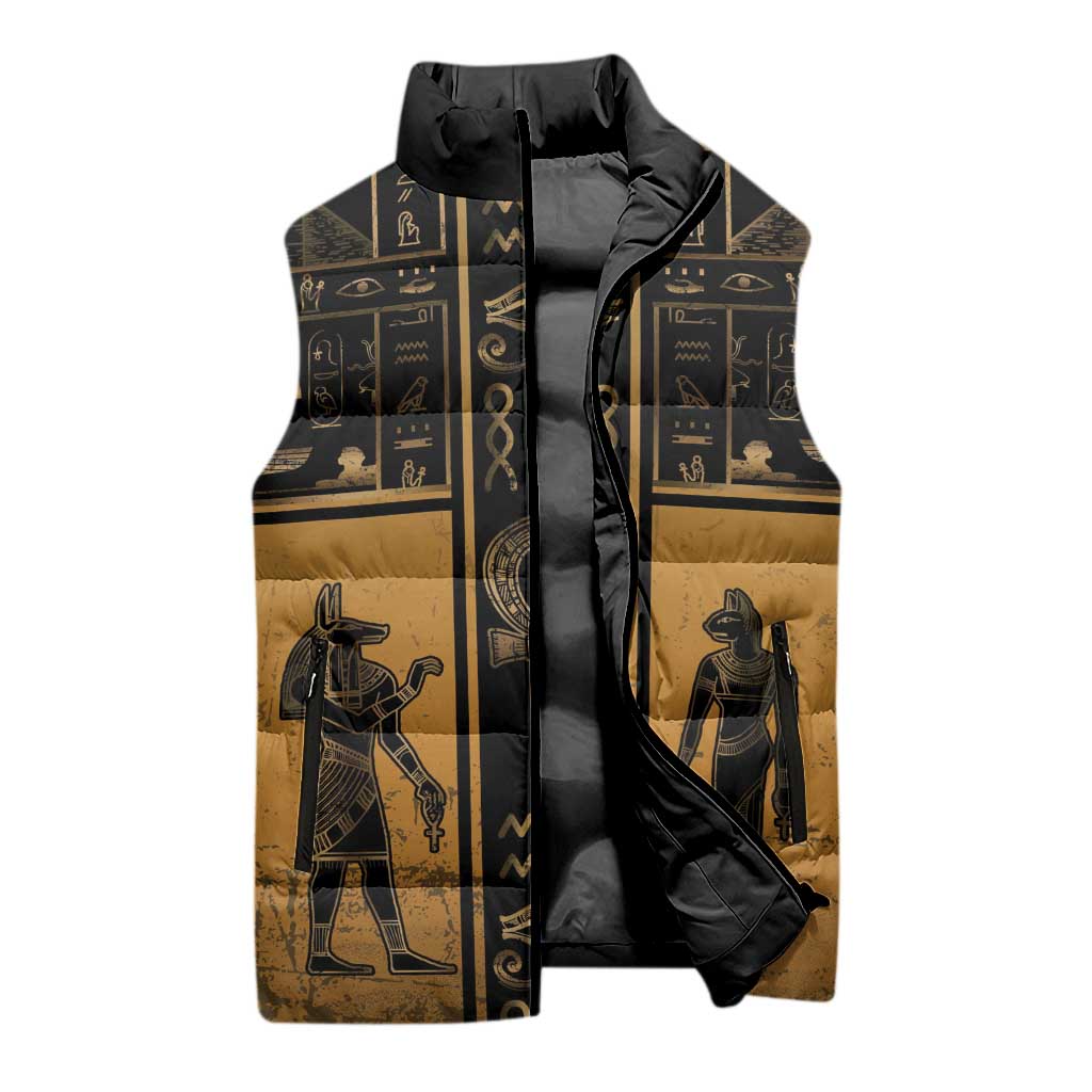 Personalized Egypt Sleeveless Puffer Jacket Ancient Ankh Luxury - African Pride