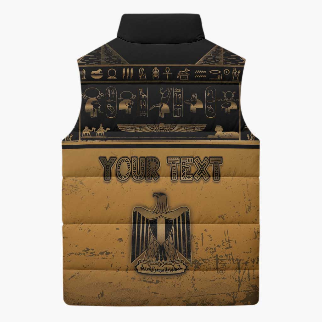 Personalized Egypt Sleeveless Puffer Jacket Ancient Ankh Luxury - African Pride