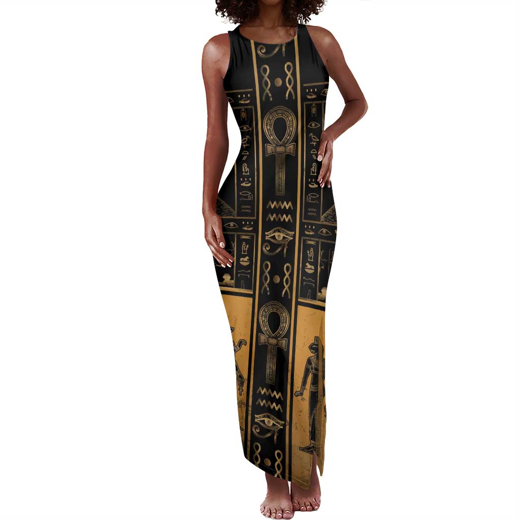 Personalized Egypt Tank Maxi Dress Ancient Ankh Luxury - African Pride