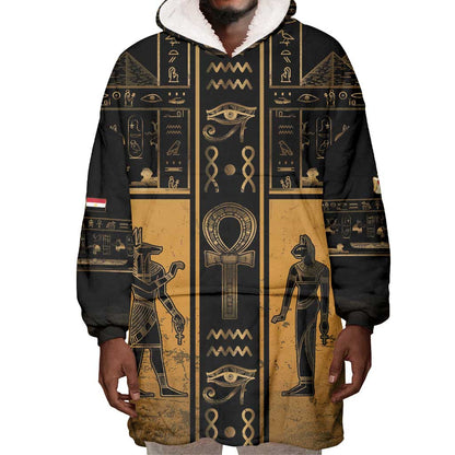 Personalized Egypt Wearable Blanket Hoodie Ancient Ankh Luxury - African Pride