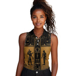 Personalized Egypt Women Sleeveless Polo Shirt Ancient Ankh Luxury - African Pride
