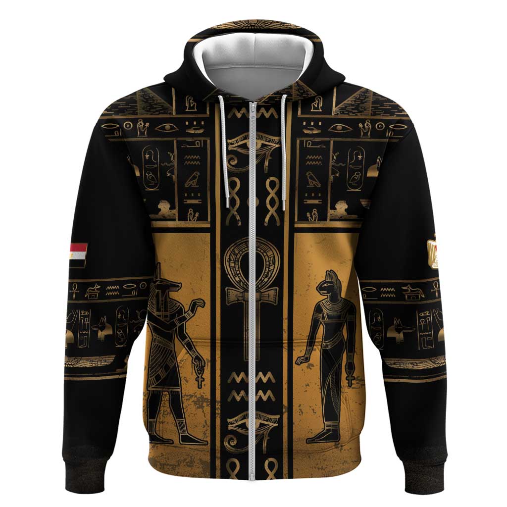 Personalized Egypt Zip Hoodie Ancient Ankh Luxury - African Pride