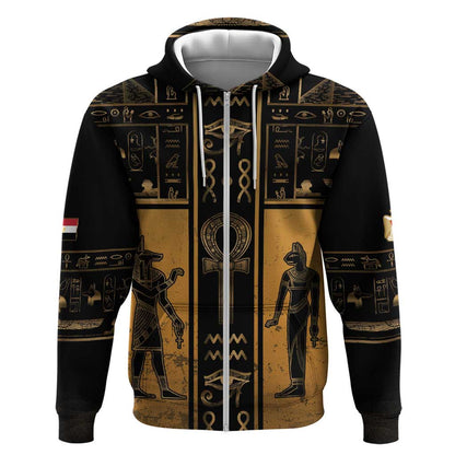 Personalized Egypt Zip Hoodie Ancient Ankh Luxury - African Pride