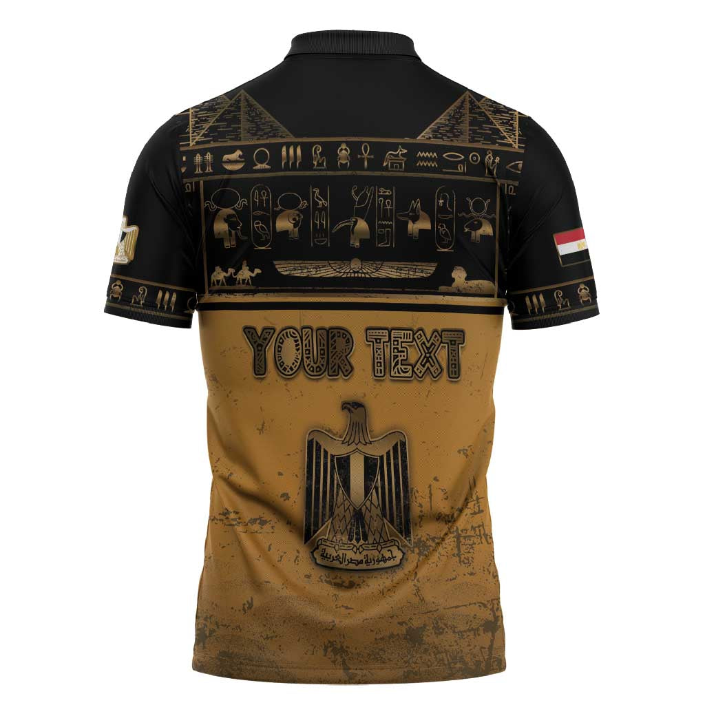 Personalized Egypt Zipper Polo Shirt Ancient Ankh Luxury - African Pride