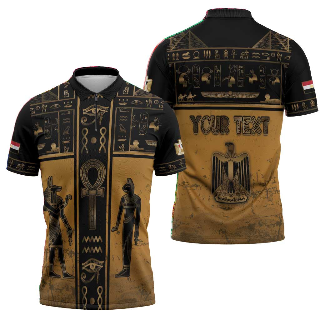 Personalized Egypt Zipper Polo Shirt Ancient Ankh Luxury - African Pride