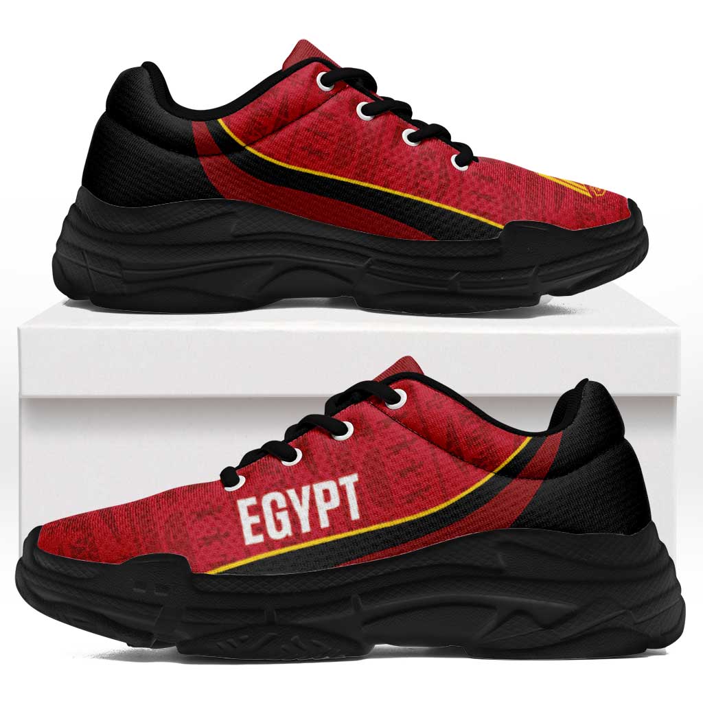 Egypt 2026 Football Chunky Sneakers Go Pharaohs Egyptian Pattern Curve Stylized - African Pride