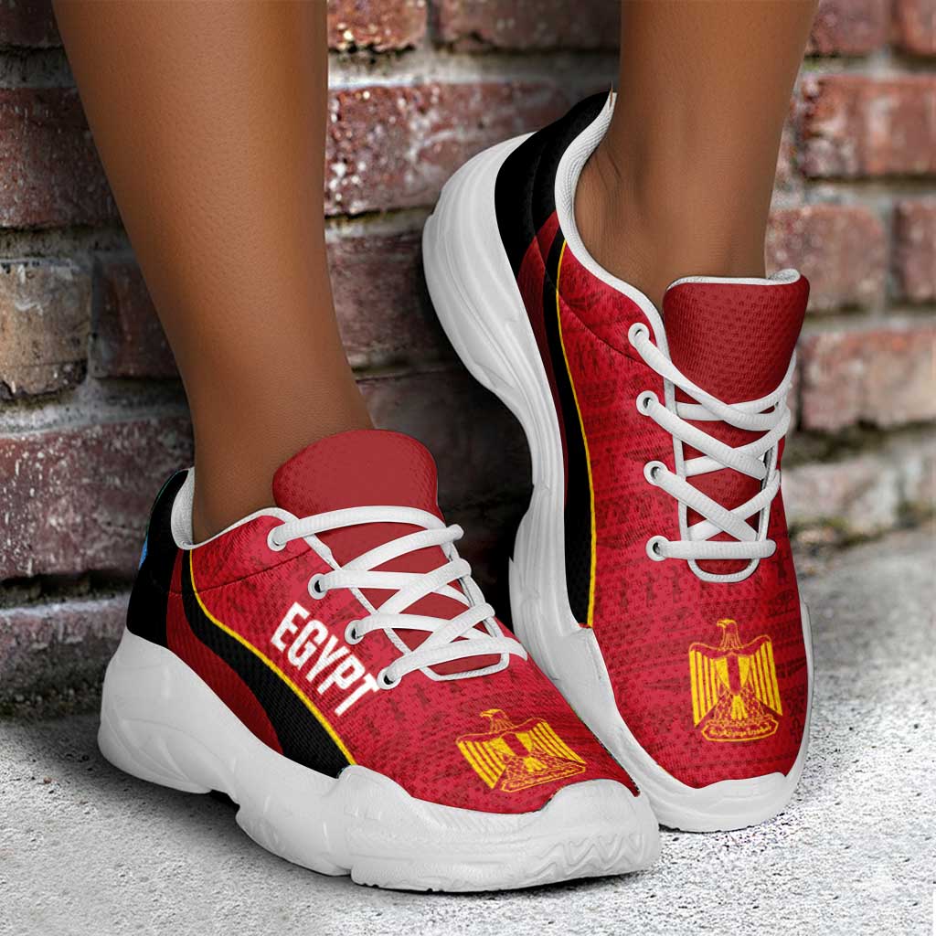 Egypt 2026 Football Chunky Sneakers Go Pharaohs Egyptian Pattern Curve Stylized - African Pride