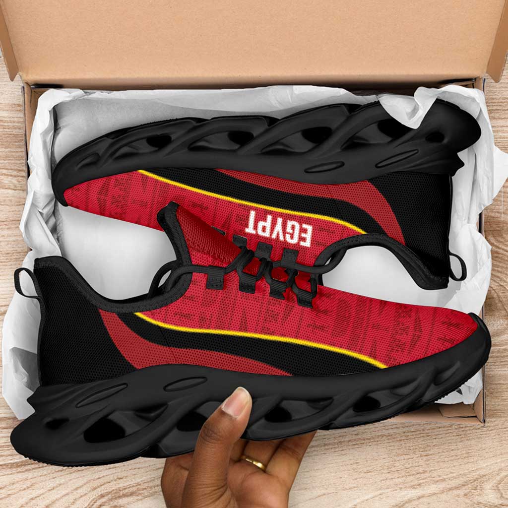 Egypt 2026 Football Clunky Sneakers Go Pharaohs Egyptian Pattern Curve Stylized - African Pride