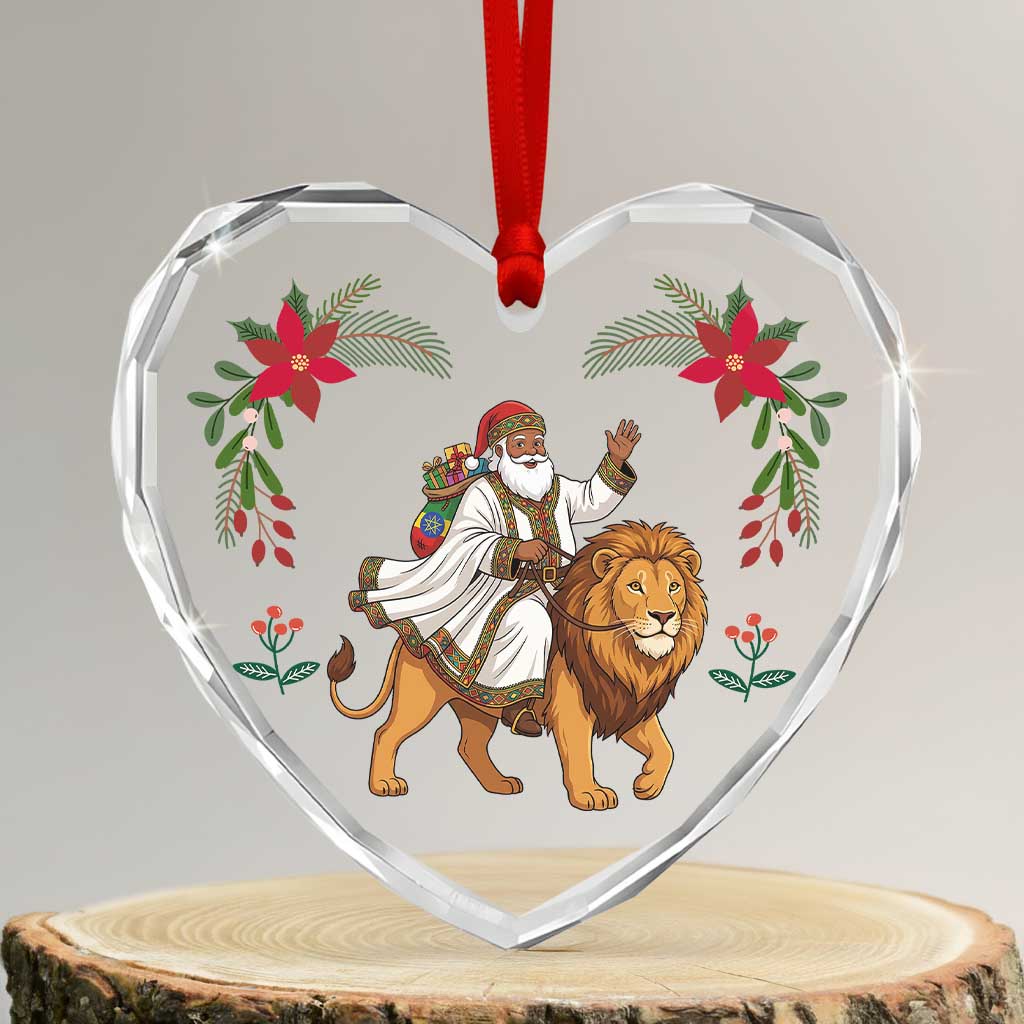 Ethiopia Christmas Glass Ornament Santa Lion