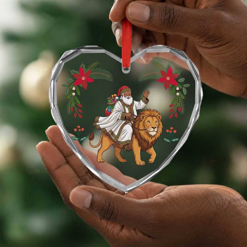 Ethiopia Christmas Glass Ornament Santa Lion