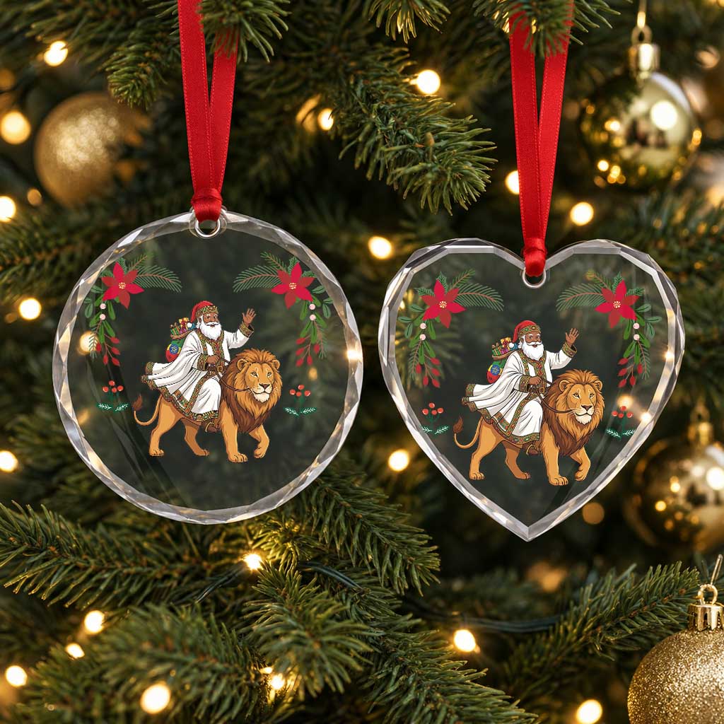 Ethiopia Christmas Glass Ornament Santa Lion