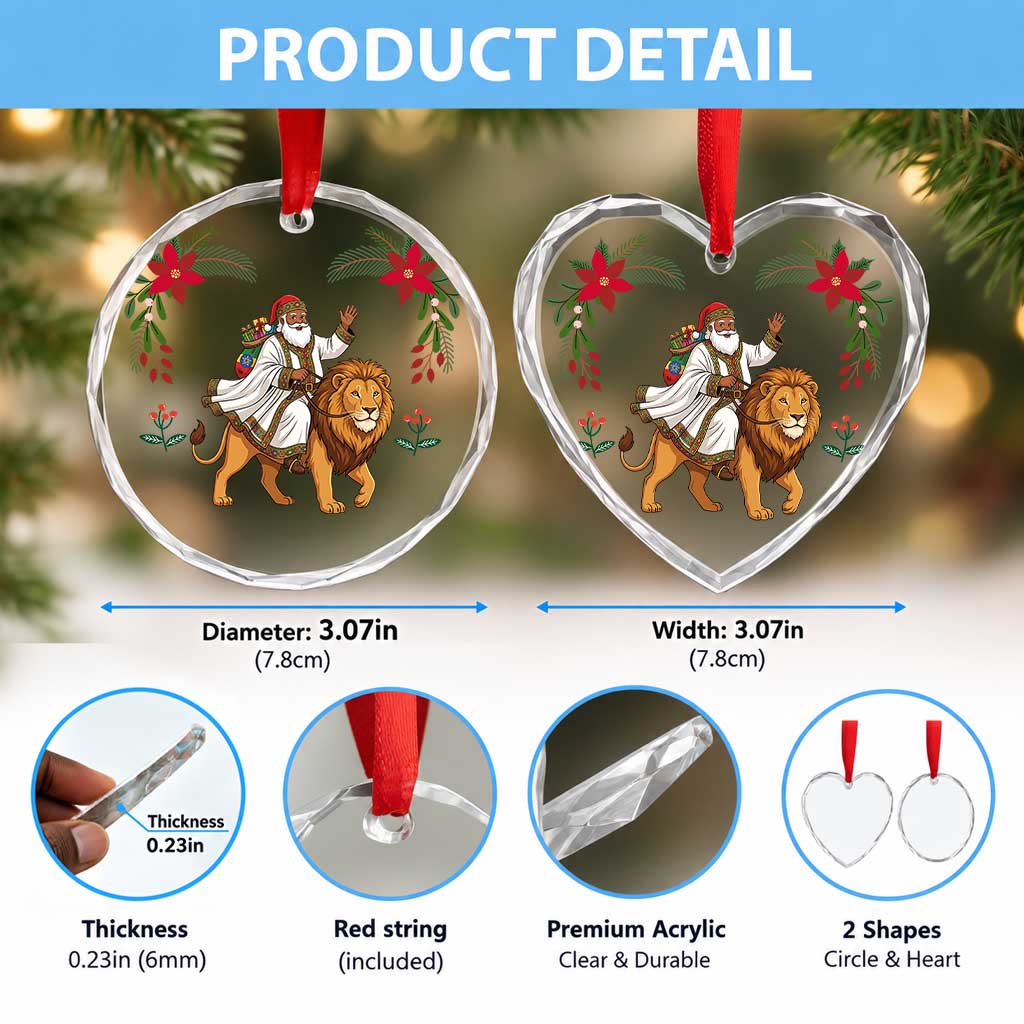 Ethiopia Christmas Glass Ornament Santa Lion
