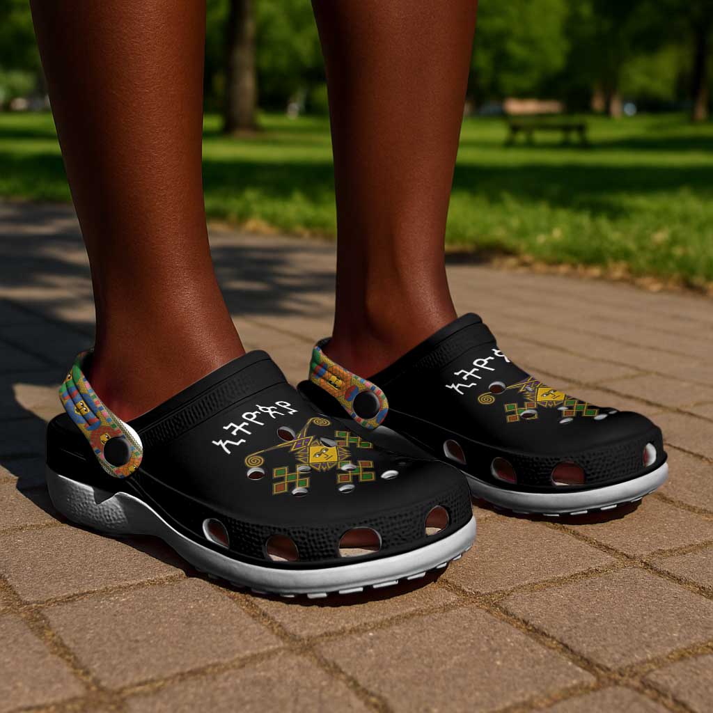 Ethiopia Saba Kemis Habesha Style Clogs Shoes Black Color - African Pride