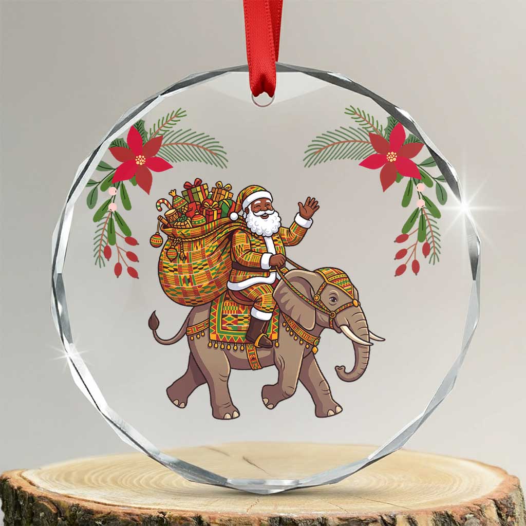 Ghana Christmas Glass Ornament Santa African Elephant