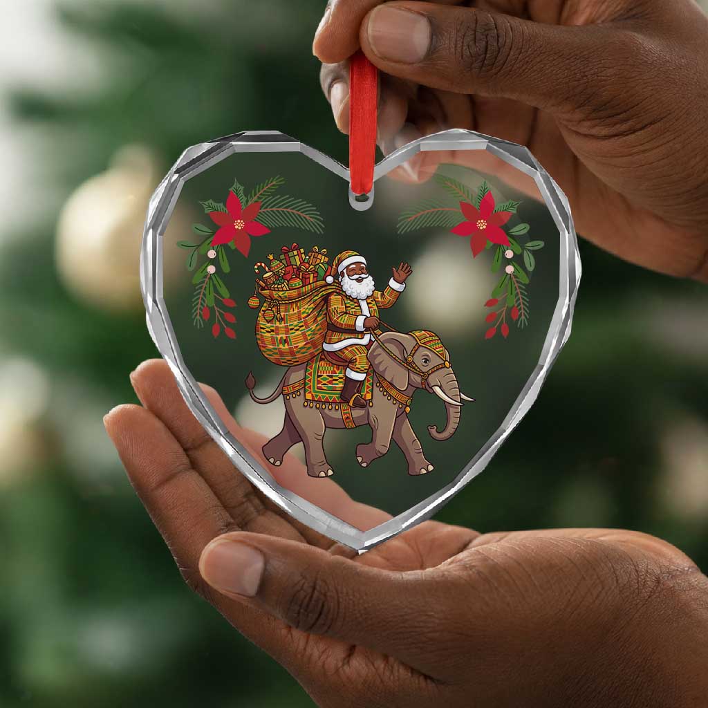 Ghana Christmas Glass Ornament Santa African Elephant